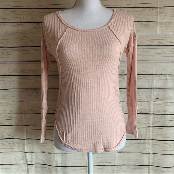 Almost Famous Tops - Almost Famous Waffle Knit Long Sleeve Tee